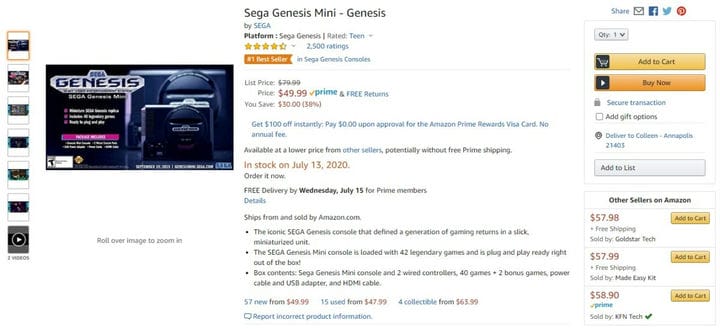 Сделка: приобретите Sega Genesis Mini всего за 50 долларов (скидка 38%)
