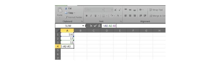 Как вычесть в Microsoft Excel