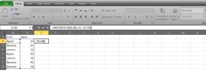 Как найти среднее в Excel