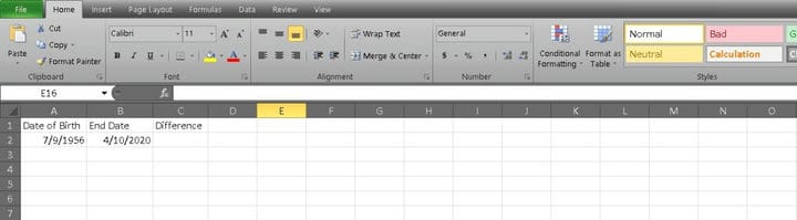 Как рассчитать возраст в Excel