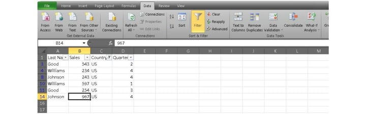 Как фильтровать данные в Excel