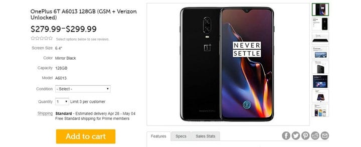 Только сегодня: OnePlus 6T доступен на Woot за 299,99 долларов