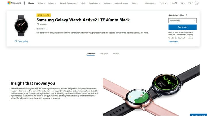 Скидка до $ 135 на Samsung Galaxy Watch снизилась