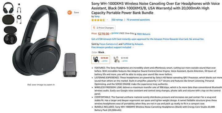 Купите Sony WH-1000XM3 со скидкой 72 доллара