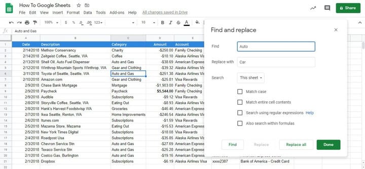 Как искать и использовать "Найти и заменить" в Google Таблицах