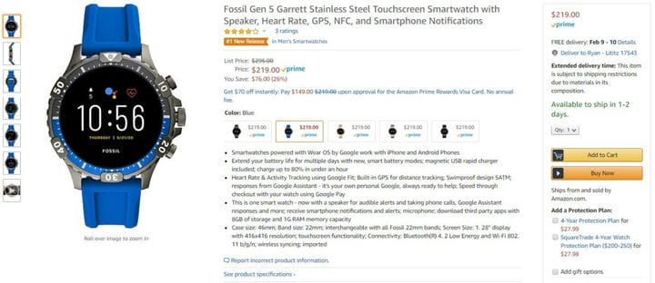 Сделка: все умные часы Fossil Gen 5 продаются по цене 219 долларов (скидка 76 долларов!)