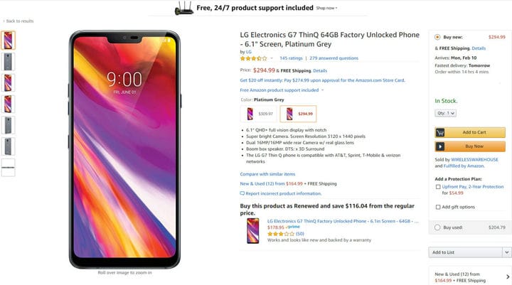 Сделка: LG G7 ThinQ - кража менее чем за 300 долларов у Amazon