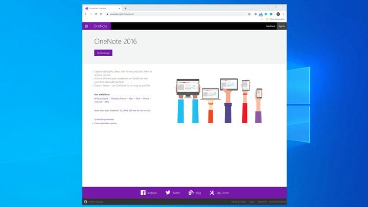 Microsoft OneNote'i allalaadimine lauaarvutis või mobiilis