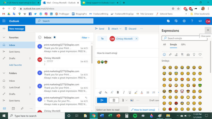 Comment insérer Emoji dans les messages Microsoft Outlook