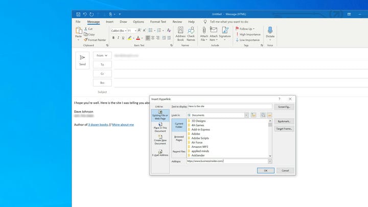 Comment créer un lien hypertexte dans un e-mail Microsoft Outlook