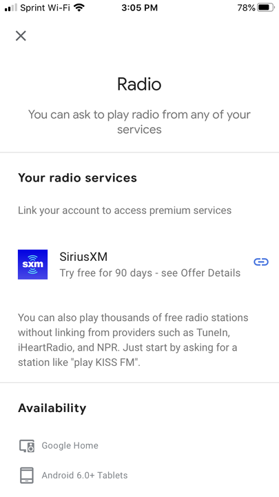 SiriusXM-i tellimuse lisamine Google'i kodulehele