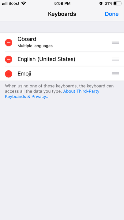 Kuidas muuta Gboard oma iPhone'i vaikeklaviatuuriks