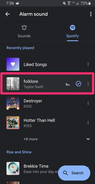 Comment définir une chanson Spotify comme alarme sur Android