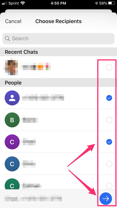 Comment transférer un message sur l'application mobile Signal